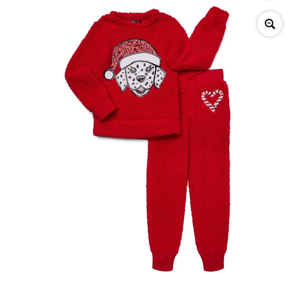 Miss Chievous Girls Red Shearling 2 PC Jogging Set Size 7/8 NWT